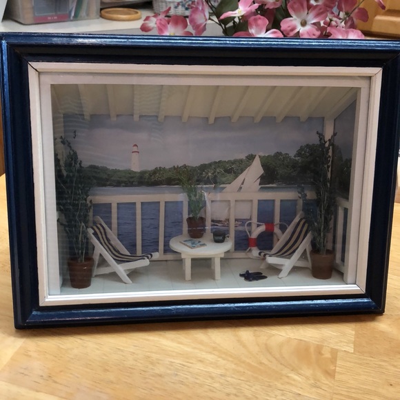 🏝️ Ocean View “Art Shadow Box Patio” Wall or Table Decorative Scenery - Picture 13 of 13